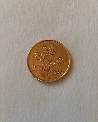 Moneta 20 lire 1970 difetto di conio