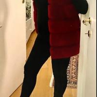 Gilet rosso eco pelliccia