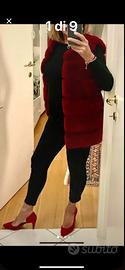 Gilet rosso eco pelliccia