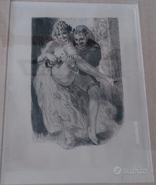 Antica acquaforte del 1926 erotica Francese 