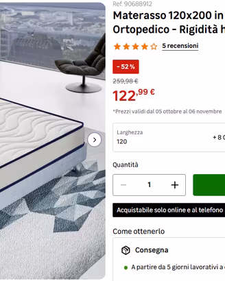 Materasso 120x200 in Waterfoam Ortopedico
