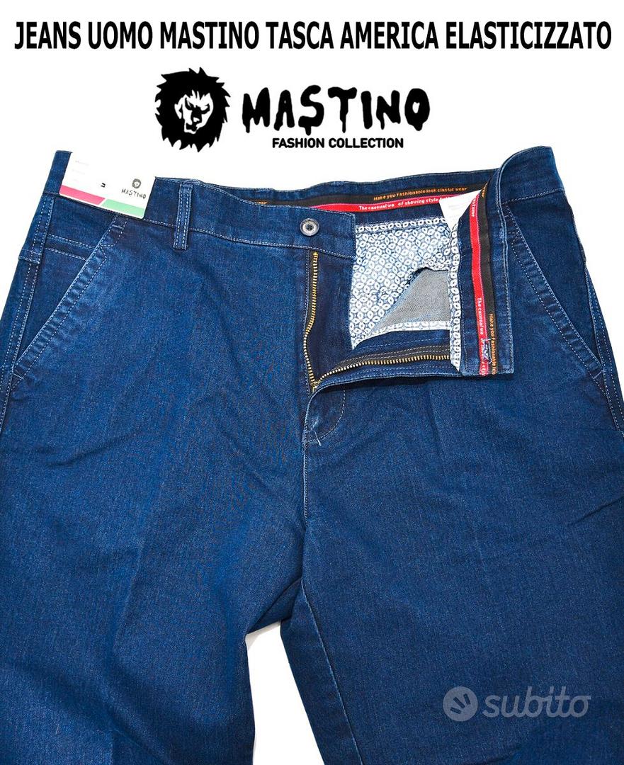 Jeans Uomo Regular Fit - Gamba Dritta, Vita Alta, Cotone Elasticizzato