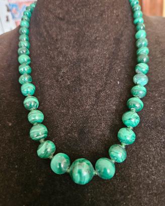 splendida collana in vera Malachite vintage 