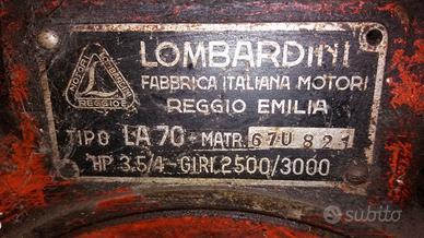 Motore LOMBARDINI mod. LA 70 HP 3,54