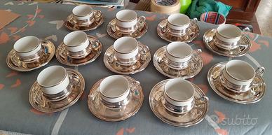 Servizio da caffè per 12 in porcellana e argento 
