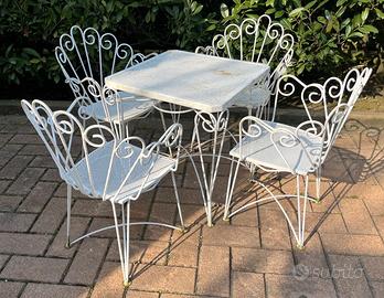 Set da giardino con tavolo e 4 sedie vintage