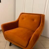 Poltrona in velluto color rame