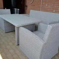 Salotto da giardino in acciaio e ratan 5 posti