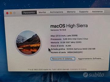 Imac 21,5 pollici fine 2009