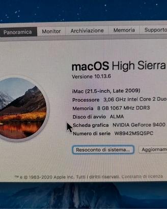 Imac 21,5 pollici fine 2009