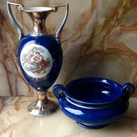 Vintage Anfora e ciotola di caramelle in cobalto