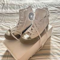 Converse All Star alte bianche e argento
