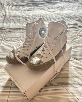 Converse All Star alte bianche e argento