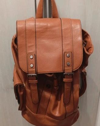 Zaino vintage marrone/cuoio con tasche - Usato