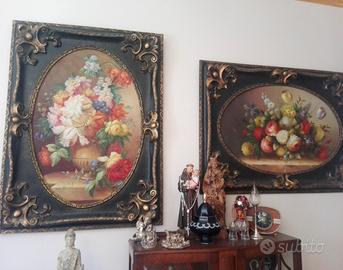 Coppia quadri floreali grandi - cornici decorative