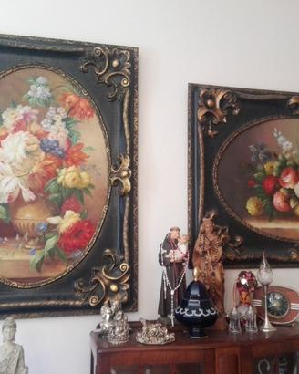 Coppia quadri floreali grandi - cornici decorative