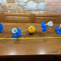 Lampadario con faretti e ippopotami