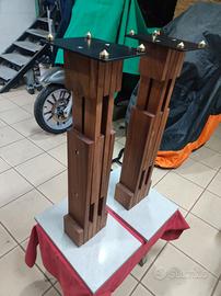 STAND  DIFFUSORI  REGOLABILI IN ALTEZZA  DI MOGANO