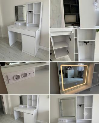 Toletta trucco bianca con Specchio LED Touch