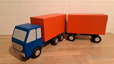 CAMION CON RIMORCHIO IN LEGNO GIOCATTOLO