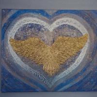 Winged heart, acrylic,  good leaf,  canvas 