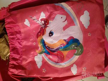 sacca borsa per bambina con unicorno