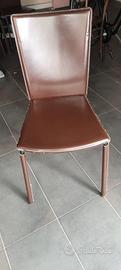 6 sedie in cuoio e acciaio Calligaris