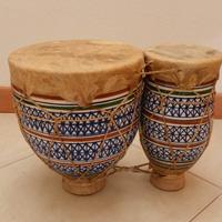 Bongo doppio tamburo in ceramica e pelle