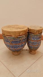 Bongo doppio tamburo in ceramica e pelle