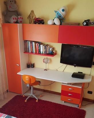 CAMERETTA COMPLETA MODERNA ARANCIONE/ROSSA