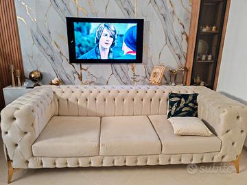 Divano 3 POSTI CHESTERFIELD BEIGE LUSSO  