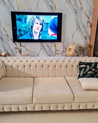 Divano 3 POSTI CHESTERFIELD BEIGE LUSSO  