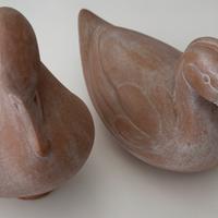 Papere in terracotta, coppia di soprammobili