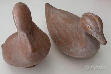 Papere in terracotta, coppia di soprammobili