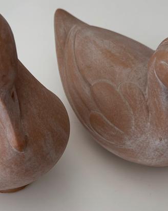 Papere in terracotta, coppia di soprammobili