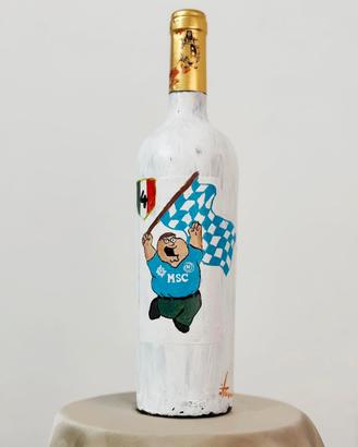 Bottiglia di vino dipinta a mano