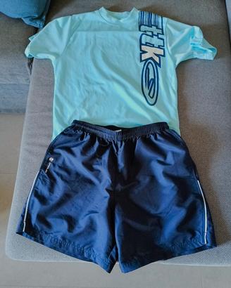 maglia e pantaloncini sportivi tennis blu azzurro