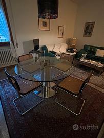 Tavolo di cristallo + 4 sedie knoll cesca