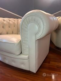 Coppia Poltrone Chester In Pelle - Repliche Frau