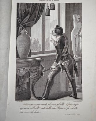 1863 Antica Incisione Re Francesco II  di Borbone 