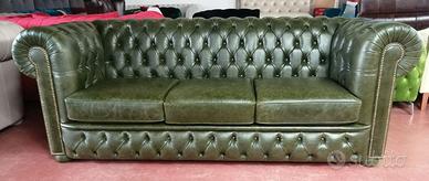 Divano sofa 3 posti Chesterfield in pelle