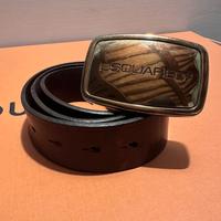 Cintura Dsquared fibbia dorata pelle marrone