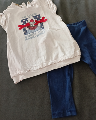 Completo neonata Liu Jo 6/9 mesi leggings t-shirt