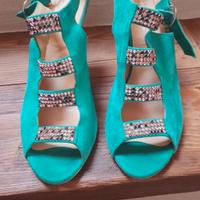 Sandali gioiello verde smeraldo