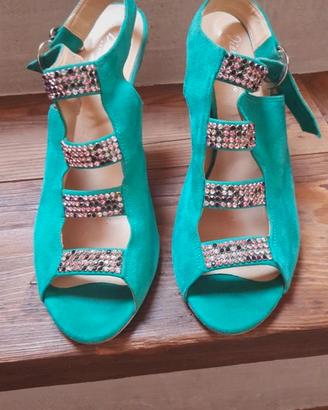 Sandali gioiello verde smeraldo