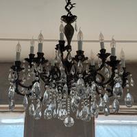 Lampadario antico cristallo e ottone