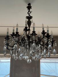 Lampadario antico cristallo e ottone