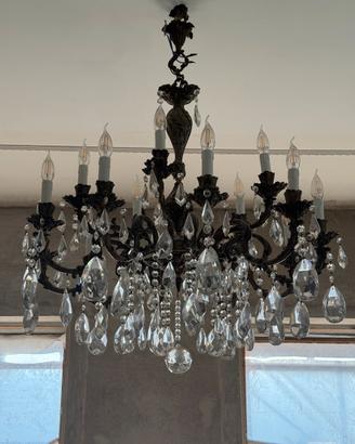 Lampadario antico cristallo e ottone