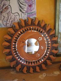 Specchio etnico in legno "sole/luna"