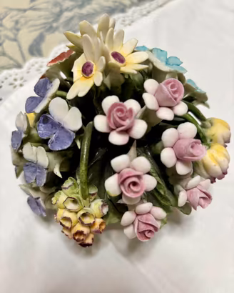 Bouquet fiori Capodimonte Fullin Mollica vintage